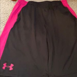 black and pink under armour basketball shorts